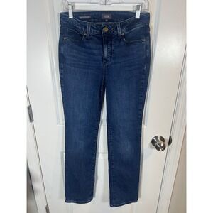 NYDJ Womens Marilyn Straight Leg Jeans Dark Wash Blue Size 6